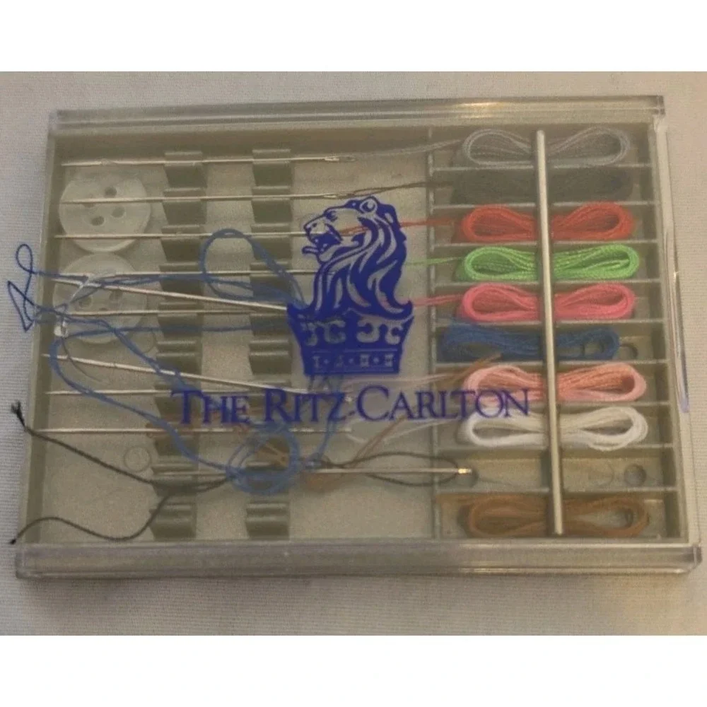 The Ritz-Carlton Hotel Vintage Sewing Kit Vintage Blue Color With Cover Used